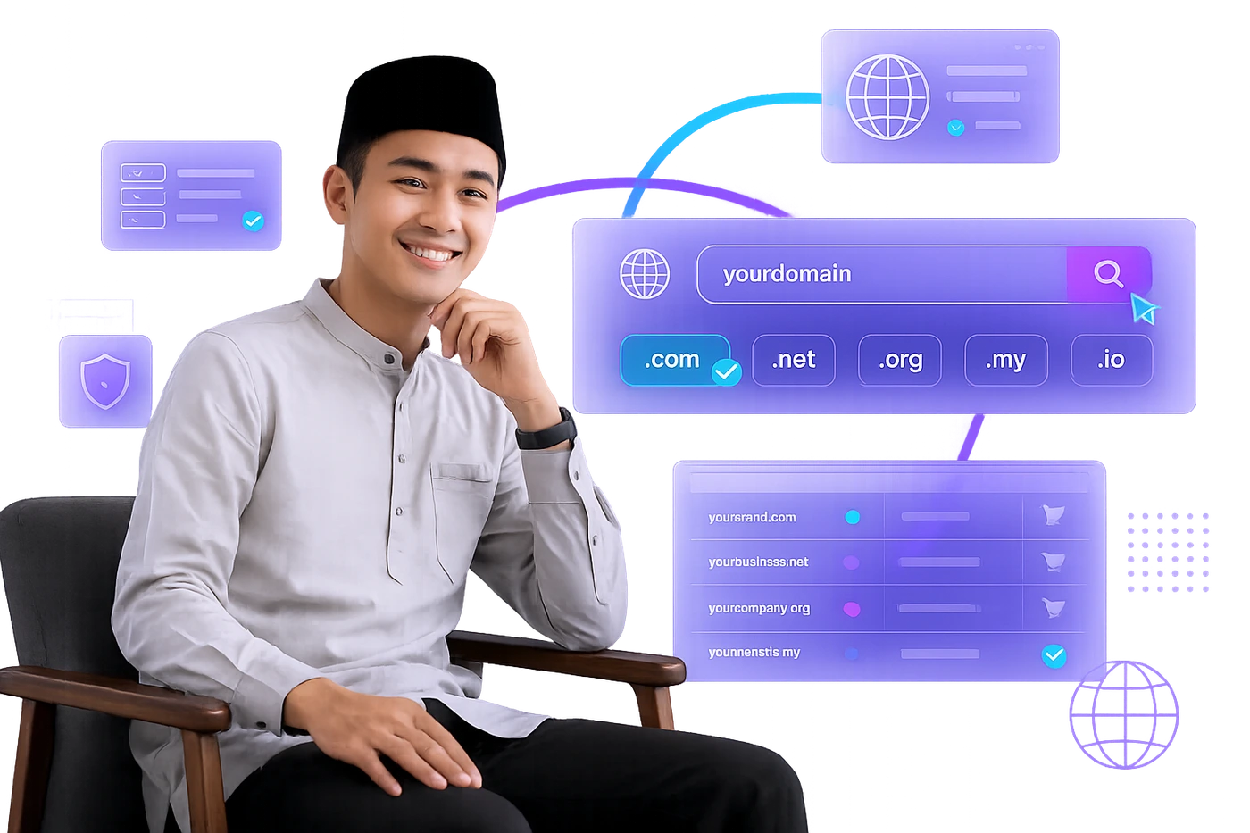 Domain support specialist with domain search and management tools